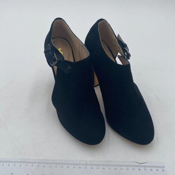 YDN Black Pointed Toe High Heel Booties Pumps Cutout Buckle Party Dress Shoes - Picture 3 of 7